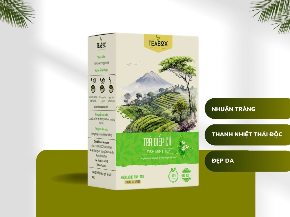 Trà Diếp Cá Thanh Nhiệt Giải Độc Tăng Cường Miễn Dịch | Hộp 30 gói x 3g Túi Lọc Teabox
